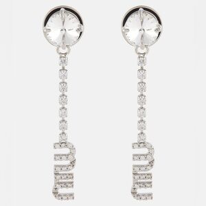Miu Miu Logo Embellished Crystal Drop Earrings